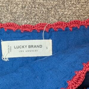 Lucky Brand Boho Royal Blue Top with Scarlet Trim